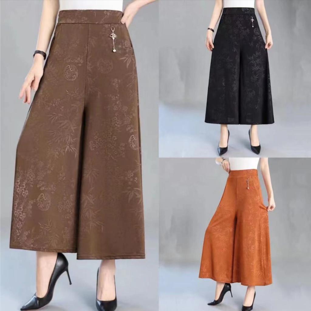 Καλοκαιρινό Γυναικείο Λεπτό και Μοντέρνο Καθημερινό Παντελόνι με Φαρδύ Πόδι για Γυναίκες Μέσης Ηλικίας και Ηλικιωμένες Αδυνατιστικό Ψηλόμεσο Ελαστικό Χαλαρό Παντελόνι Φούστα