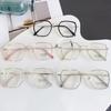 Fashion Anti Blue Light Glasses Large Square Metal Transparent Frame Women Computer Gaming Eye Protection Plain Spectacles