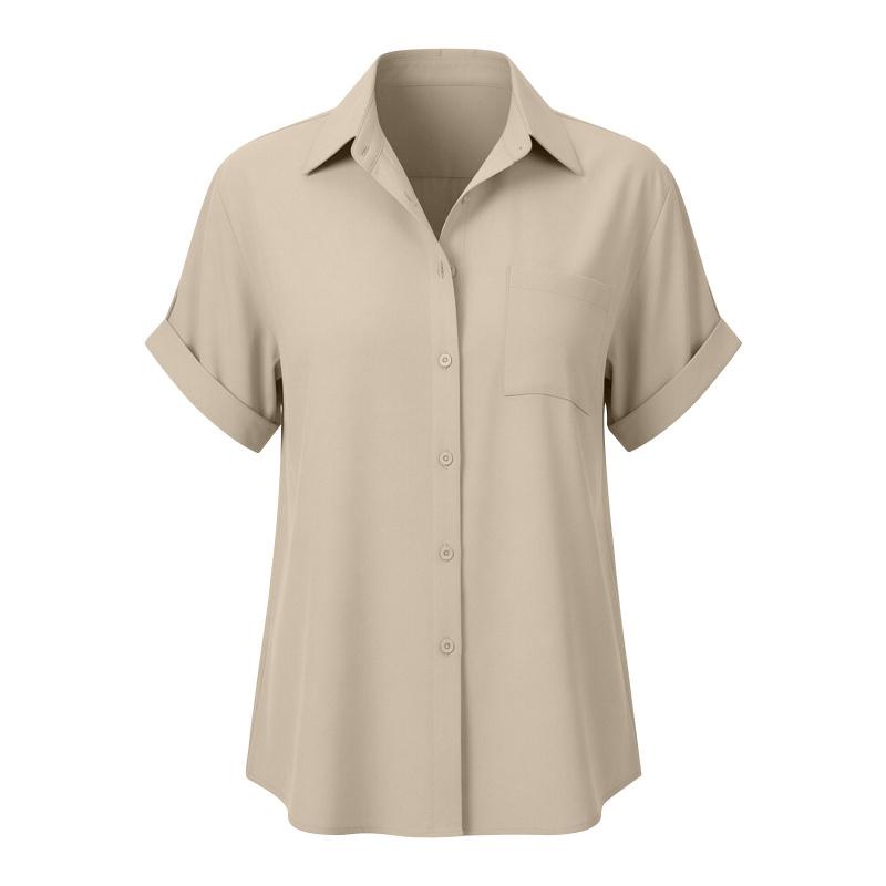 2026 Summer New Women's Loose-Fit Short-Sleeve Casual Solid Color Shirt