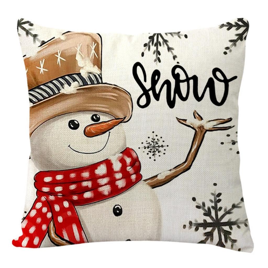 1pc Green Red Christmas Cushion Cover Deer Snowman Durable Cover 2025 New for Home Ornament Xmas New Year Christmas Decoration