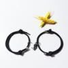 1 Pair Couple Bracelets Adjustable Length Heart Pendant Eye-catching Distance Magnet Attraction Bracelet for Home
