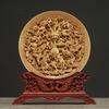 Wood Carving Dragon and Phoenix Round Carving Art Statue Mascot High Quality Home Room, Office Decoration Accessories