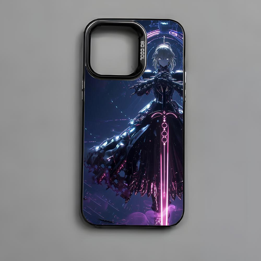 Fate Zero Stay Night S-Saber Phone Case For iPhone 16 15 14 13 12 11 Pro Max Black Matte Multicolor Laser Metallic Aurora Cover