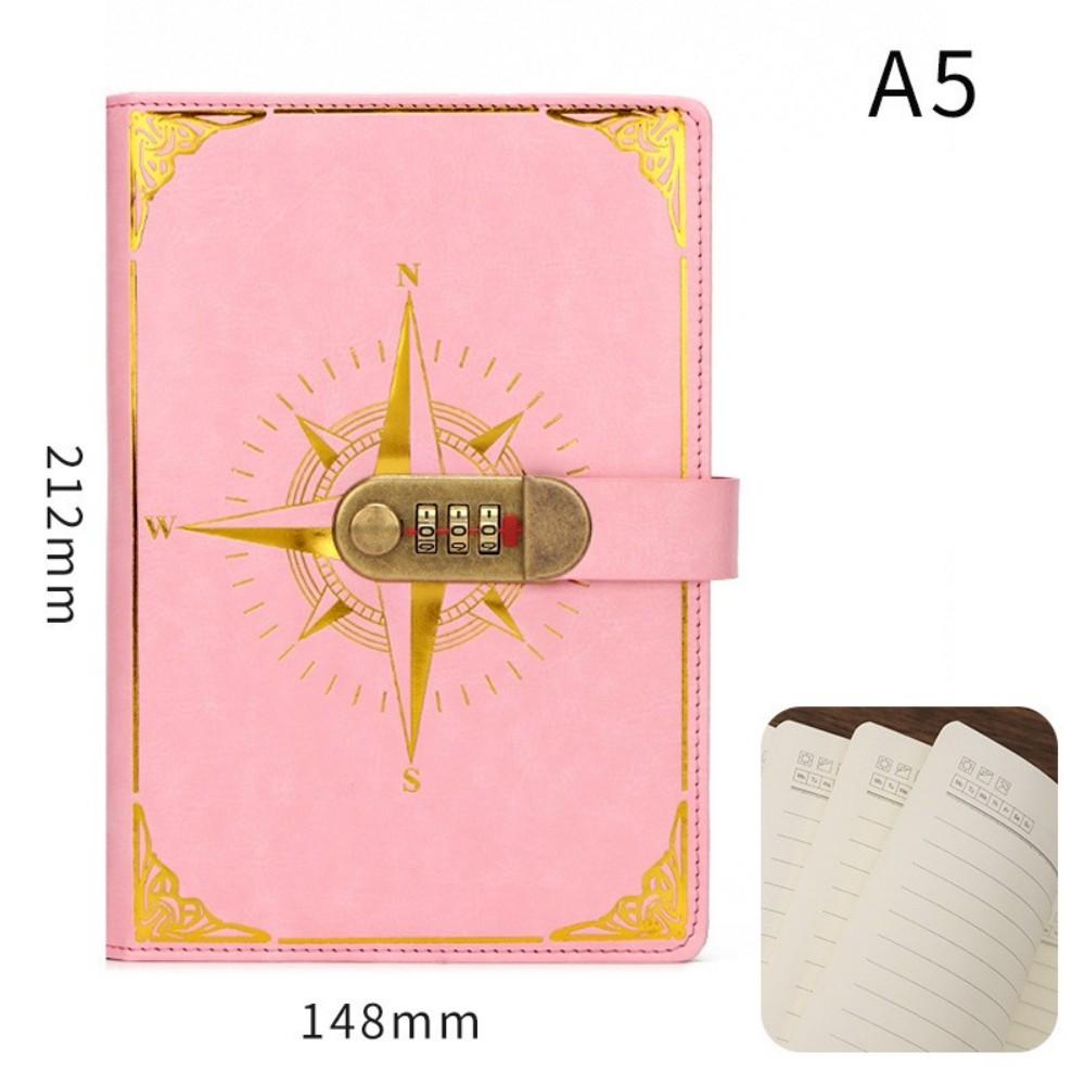 New A5 Retro Password Notebook With Lock Diary Book Student Notebook Vintage Notebook Sub-Password Lock Notebook Supplies