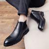 Classic Men's Chelsea Boots British Style Business Leather Boots Quality Casual Ankle Booties Slip-On Office Dress Boots for Men