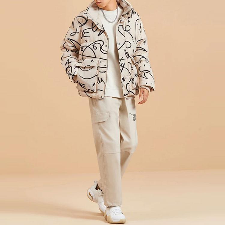 Li-Ning X DFT Artist Collaboration Series Wade Straight-Leg Fleece-Lined Casual Pants Unisex Bottoms Khaki AKXR589-2