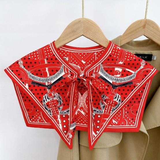 New Design Floral Shawl Fake Collar Women Detachable Collars Big Lapel False Collar Shoulder Wrap Scarf Clothing Accessories