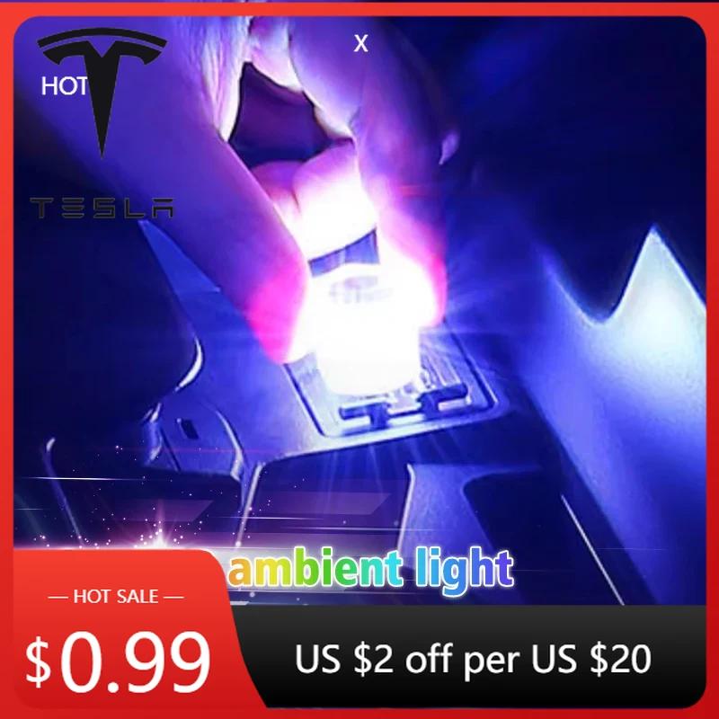 Car Sticker Tesla For Tesla Car Mini USB LED Ambient Light Decorative Atmosphere Lamps Model 3 Y S X Roadster