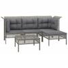 Conjunto de Lounge para Jardim de 5 Peças com Almofadas Polirratã Cinza