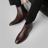 Fashion Vintage Style Business Boots Luxury Brand Side Zipper Men Chelsea Boots Casual Footwear All-match High Quality Brown Ankle Boots