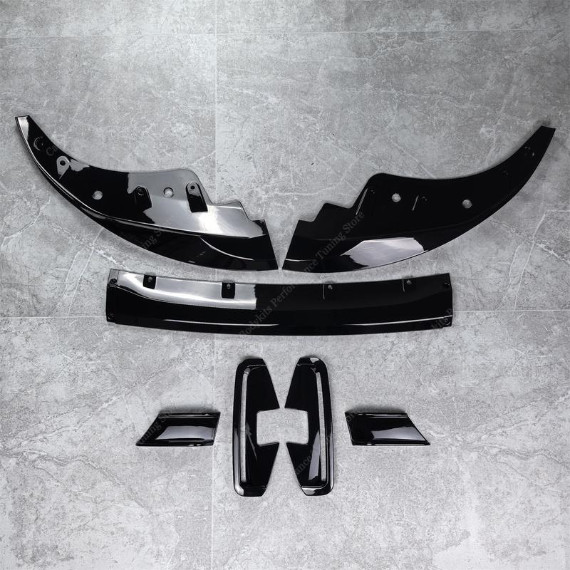 Gloss Black MP Front Bumper Splitter Lip&Areo Flicks Fog Lamp Trim Cover For BMW G22 G23 M Sport/M440i 2-Door 2019-2024 Tuning
