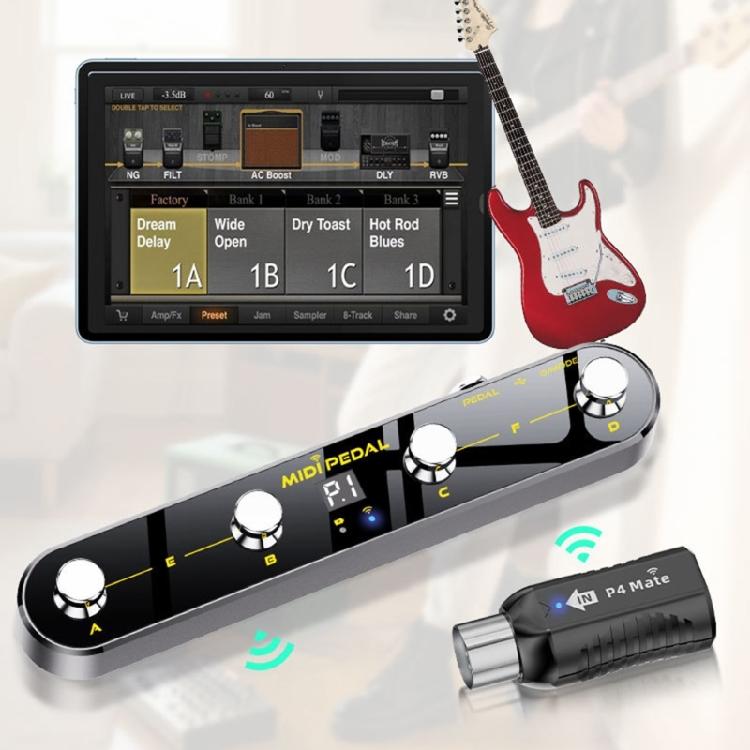 Controller MIDI a Pedale Wireless Preimpostazioni Compatibilità Software Trasmissione Stabile Ricevitore a Pedale Texture Plastica