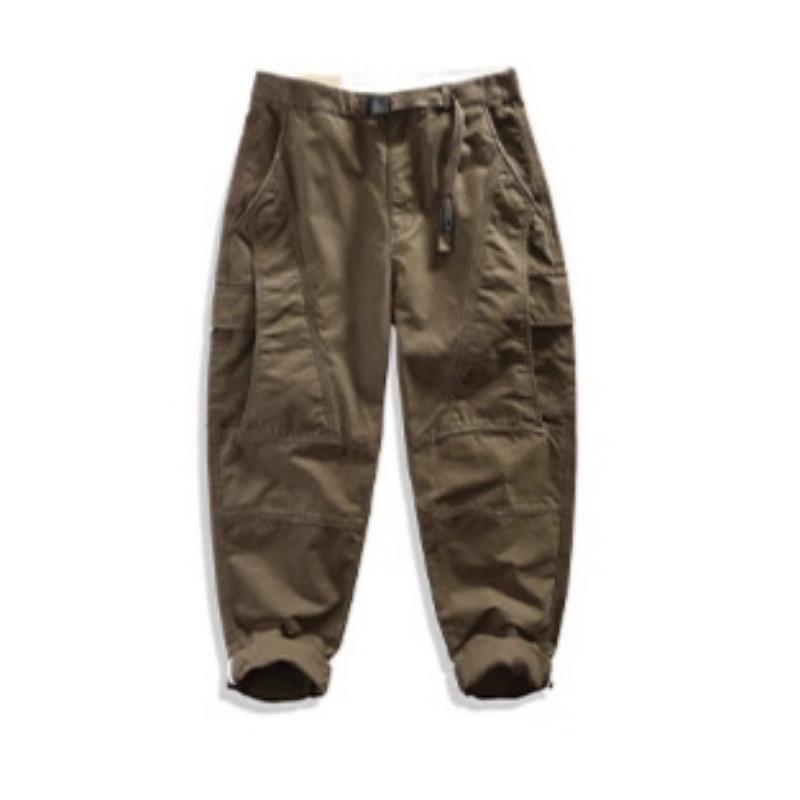 Retro multi-pocket overalls men's heavy spring washed straight loose cone casual pants