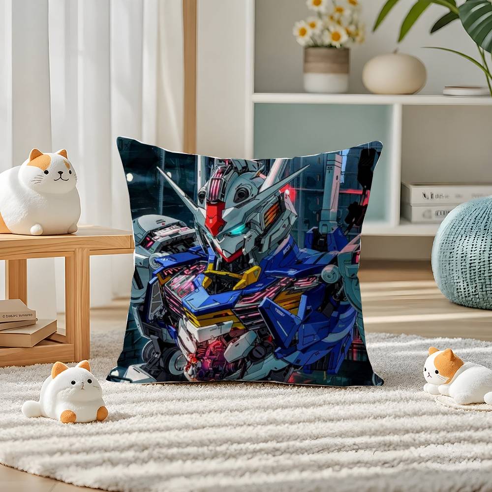 Mobile Suit Gundam Turn A Gundam Anime Plush Pillow Cover Soft Short Plush Cushion Cover For Sofa Bedroom Home Decor Gift