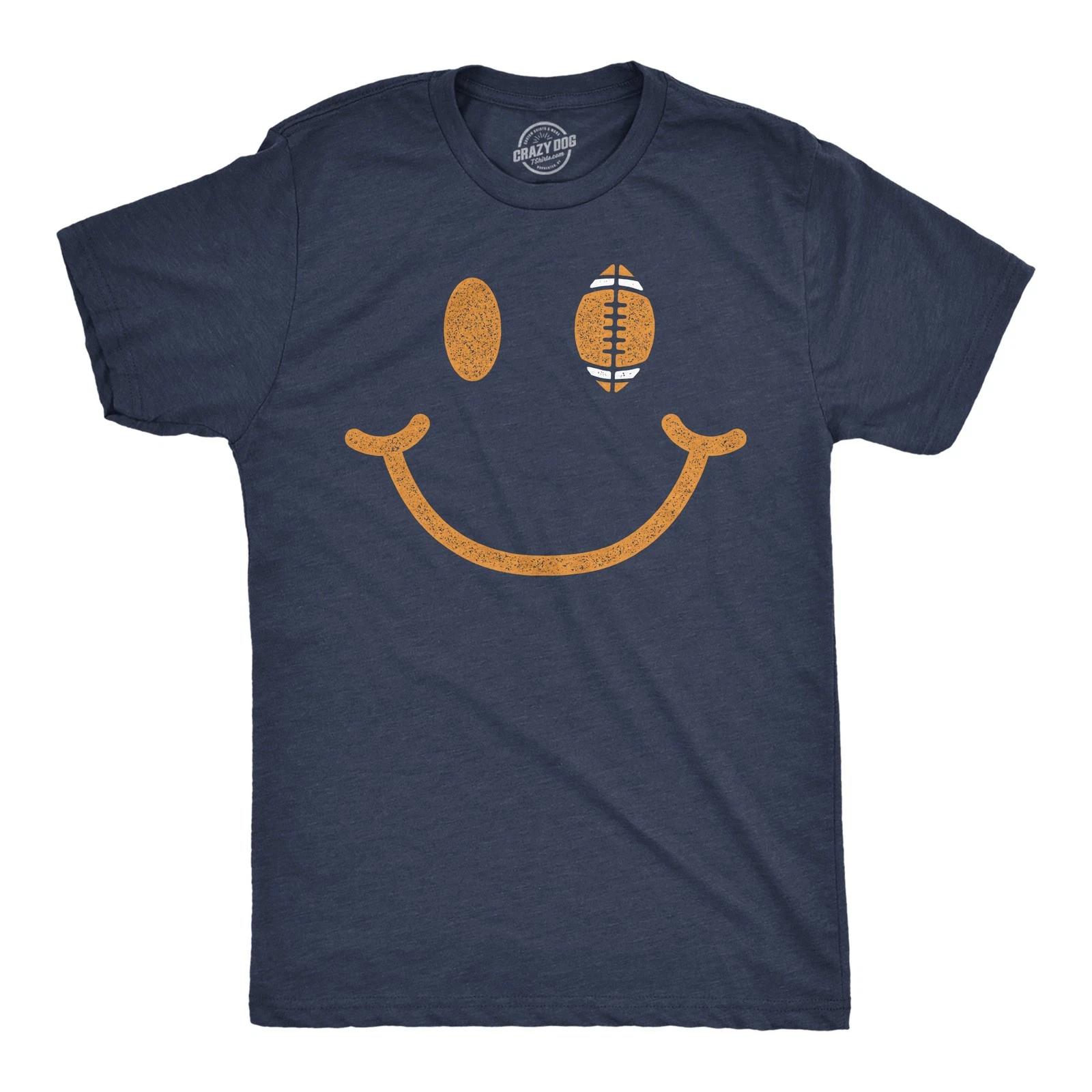 Mens Football Smiling Face Funny T Shirt Sports Graphic Tee for Men XXL