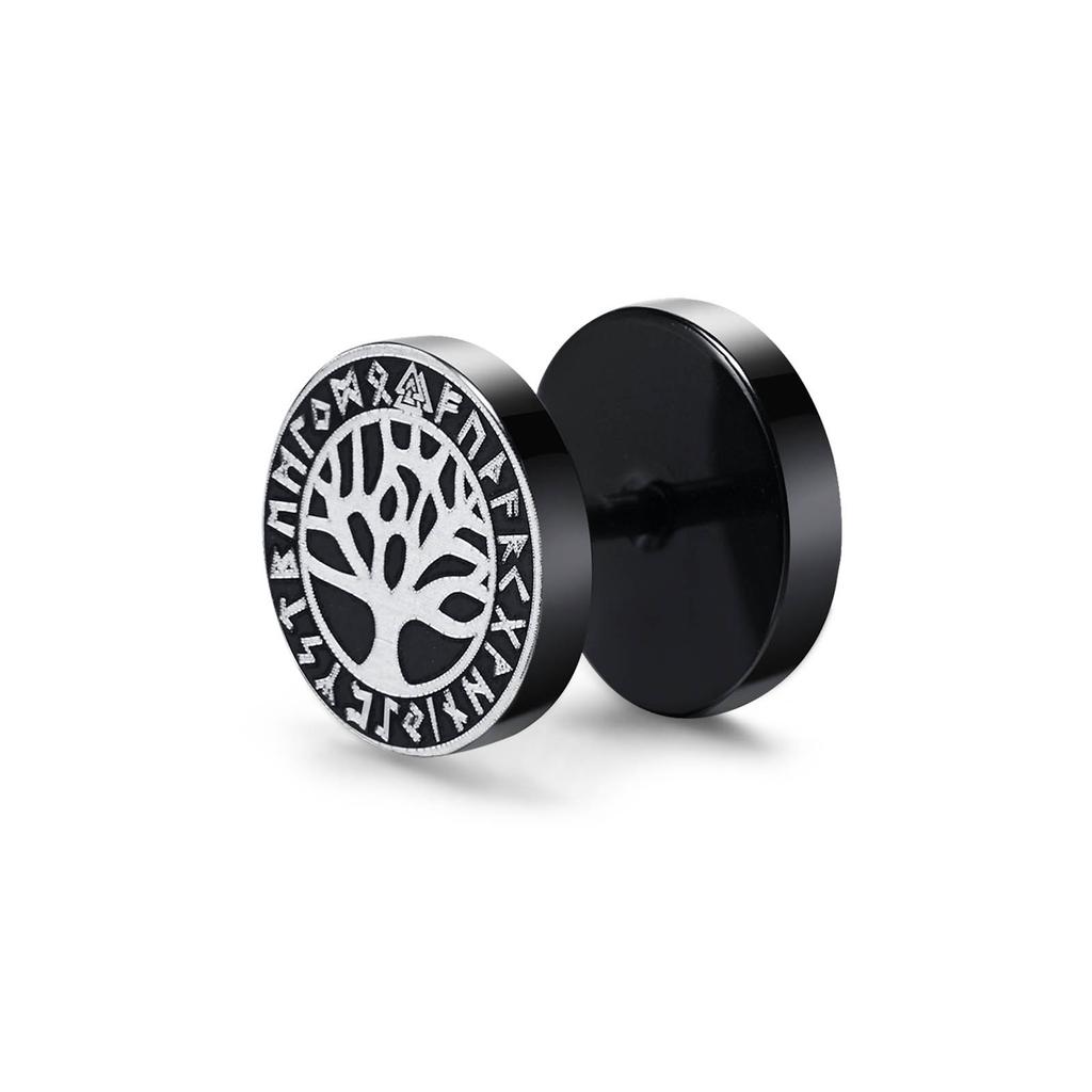 Gothic Norse Viking Runes Stud Earrings for Men Boys,Rock Punk Stainless Steel Valknut Wolf Head Compass Celtic Knot Earrings