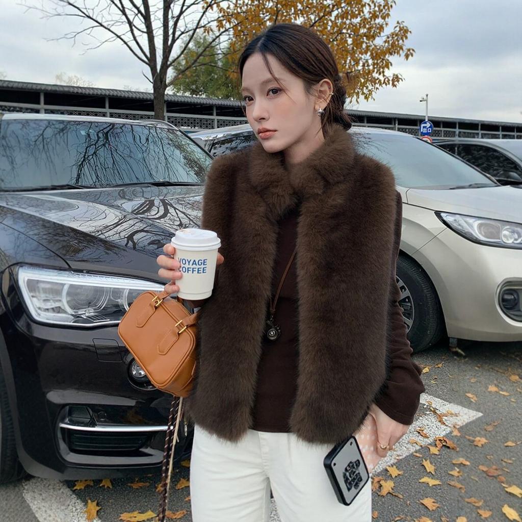 New Imitation Fur Vest Women's Short Sleeveless Stand-up Collar Fur Coat Autumn and Winter Warm Versatile Vest