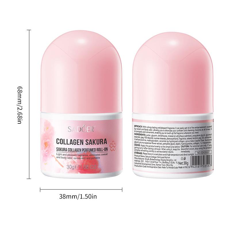 Cherry Blossom Collagen Anti-perspirant for Women, Odor-eliminating,Underarm Deodorant,Perfumed Roll-on,Lasting Fragrance,Unisex