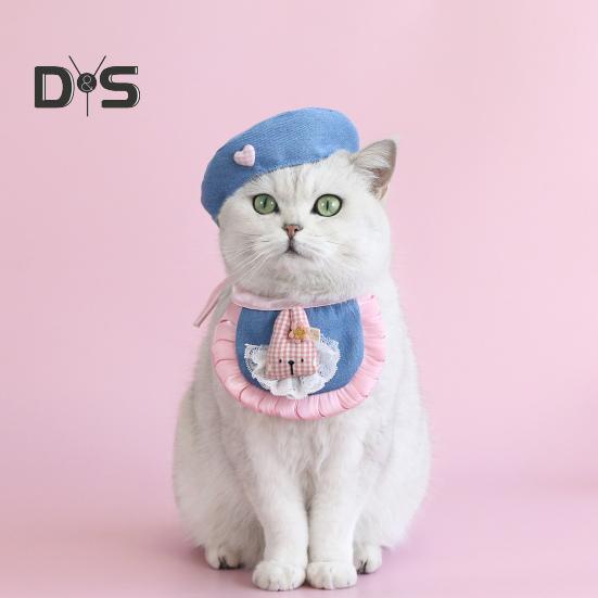 Fantasia de desenho animado para animais de estimação, chapéu, boina para cachorro pequeno com alças ajustáveis, bandana jeans para animais de estimação, acessórios para vestir para cães pequenos e médios e gatos