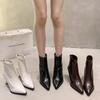 Fashion 2025Women Slim Ankle Boots Fashion Elegant Pointed Toe Soft Leather Shoes Thin High Heel Autumn Winter  Morder Short Booties