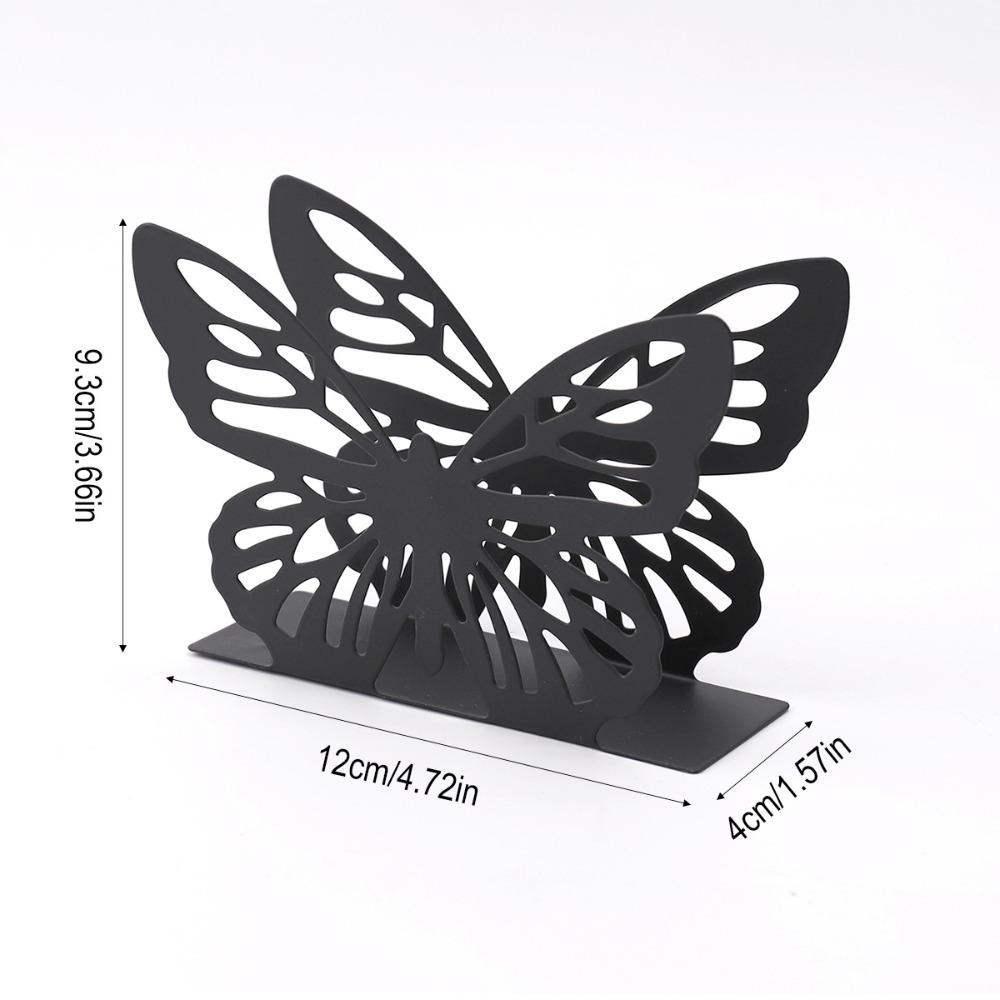 Square Base Iron Napkin Storage Stand Vertical Design Elegant Kitchen Decoration Cafe