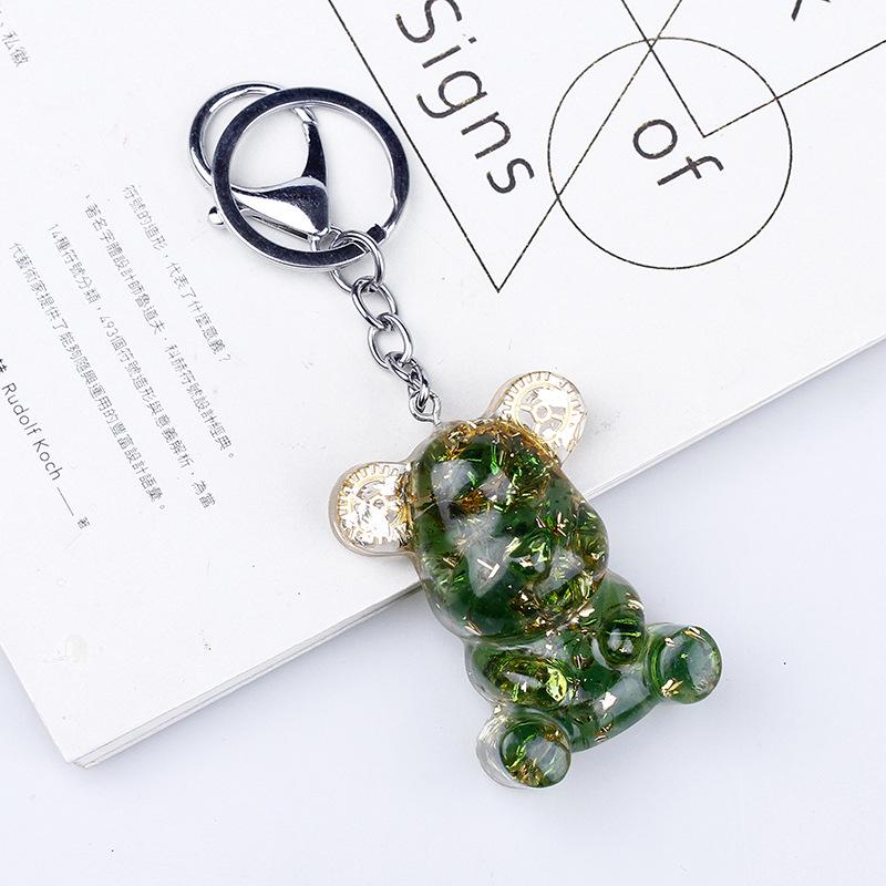 Crystal Resin Bear Keychain - Creative Hugging Bear Design for Car Keys