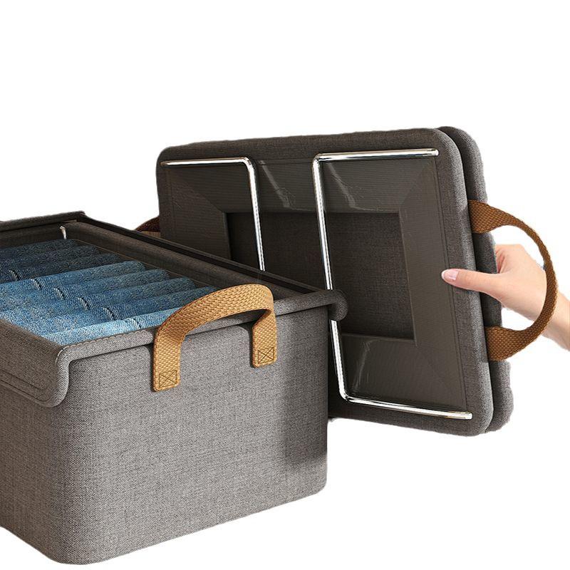 Foldable Steel Frame Fabric Storage Box with Lid for Clothes