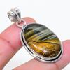 Natural Tiger Eye Gemstone Handmade 925 Sterling Silver Pendant 1.77" AP-15100