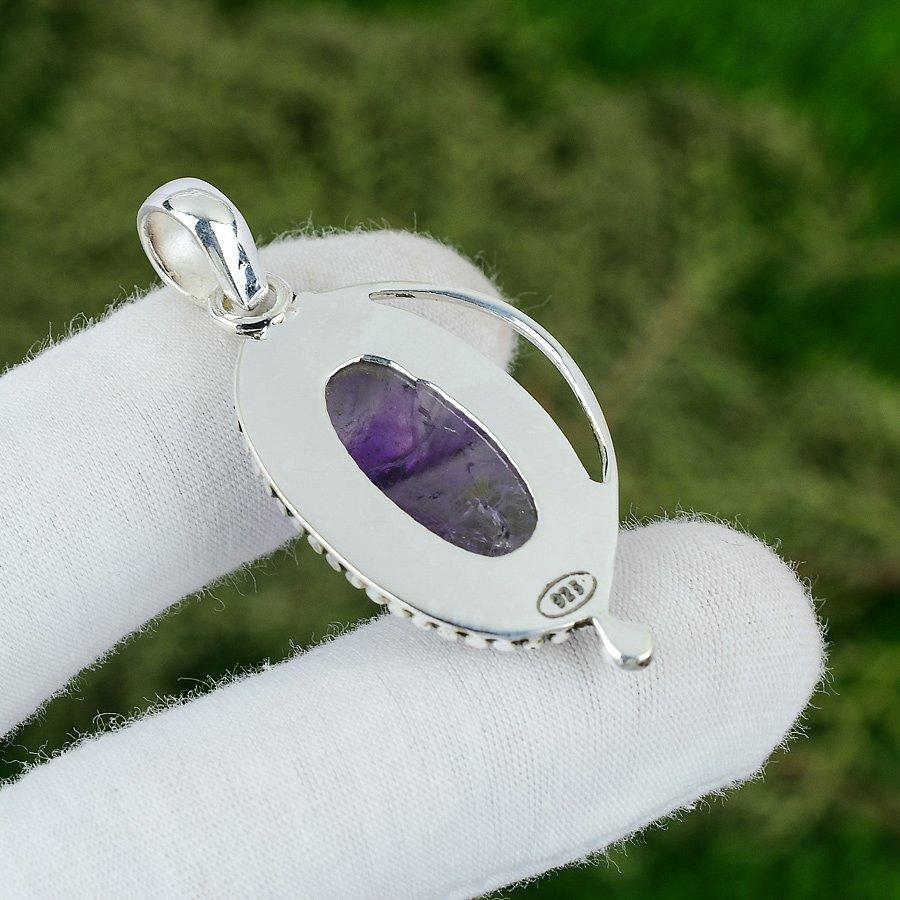 Star Amethyst Gemstone Ethnic Anniversary Pendant Jewelry 925 Sterling Silver
