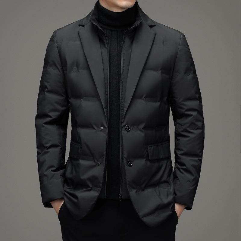 

Men s 2026 Winter Faux Two-Piece Down Jacket - Business Outerwear Hot Seller Pre-order 170 cm (Recommended below 60 kg) чёрный