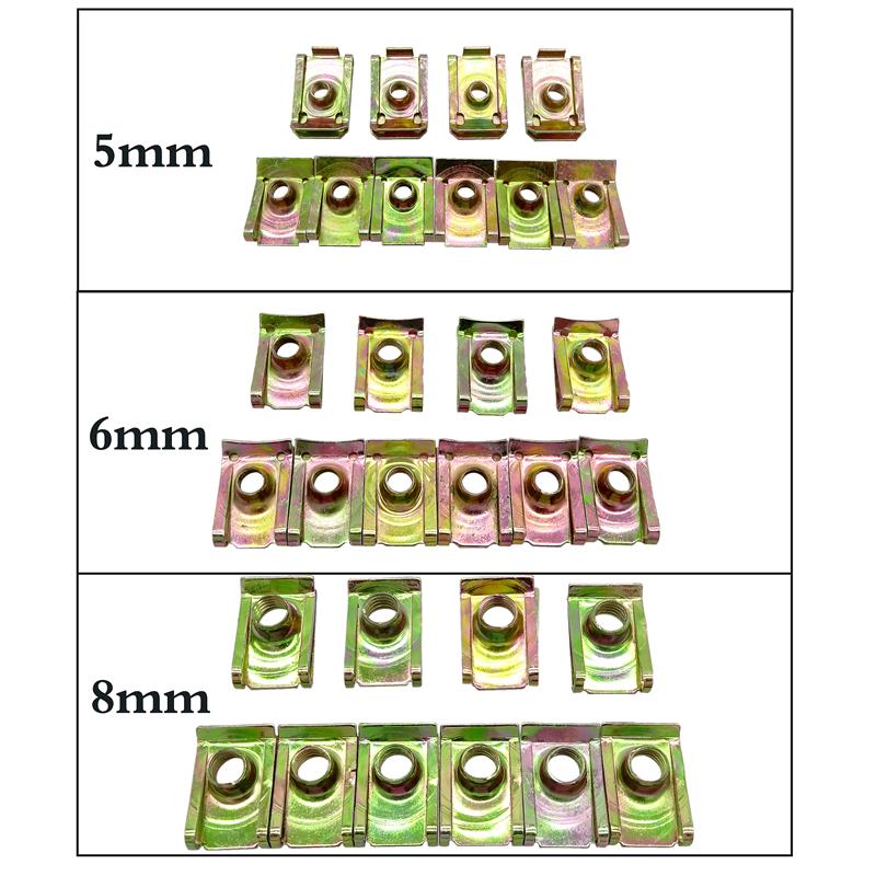 10 Pcs U-Type Car Clips Rivets M5 M6 M8 For Car Motor Tread Panel Spire Nut Fairing Clip Fastener Speed Metal Mounting Clamp