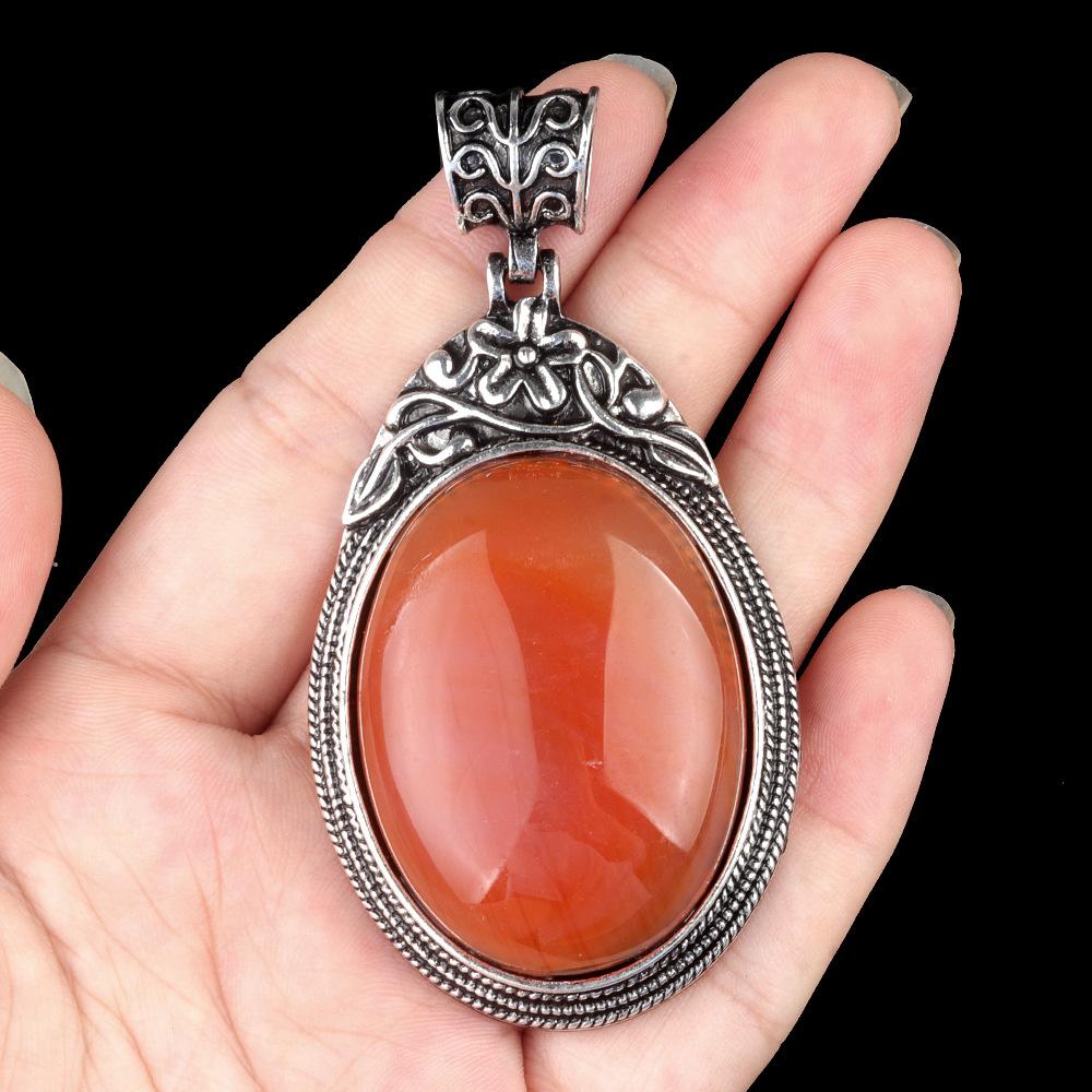 ET of gemtone crystal agate semi-precious stone alloy inlaid gemstone pendant, jewelry