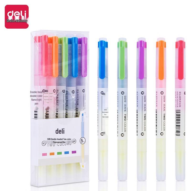 Deli S619 Dual-Tip Highlighter Pen Set