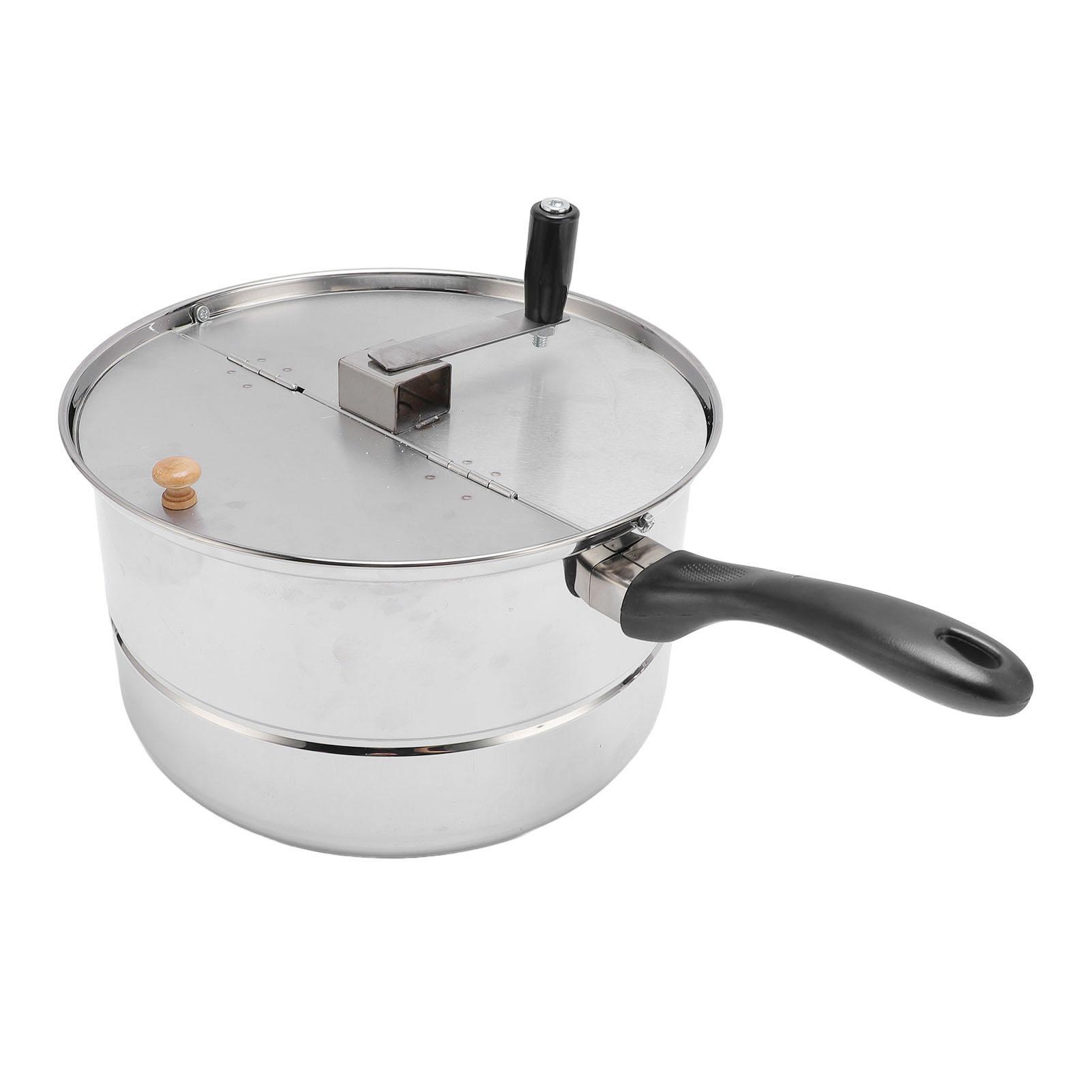 

Stovetop Popcorn Maker Stainless Steel Popcorn Popper with Hand Crank Popcorn Pot for Gas Electric Heating L