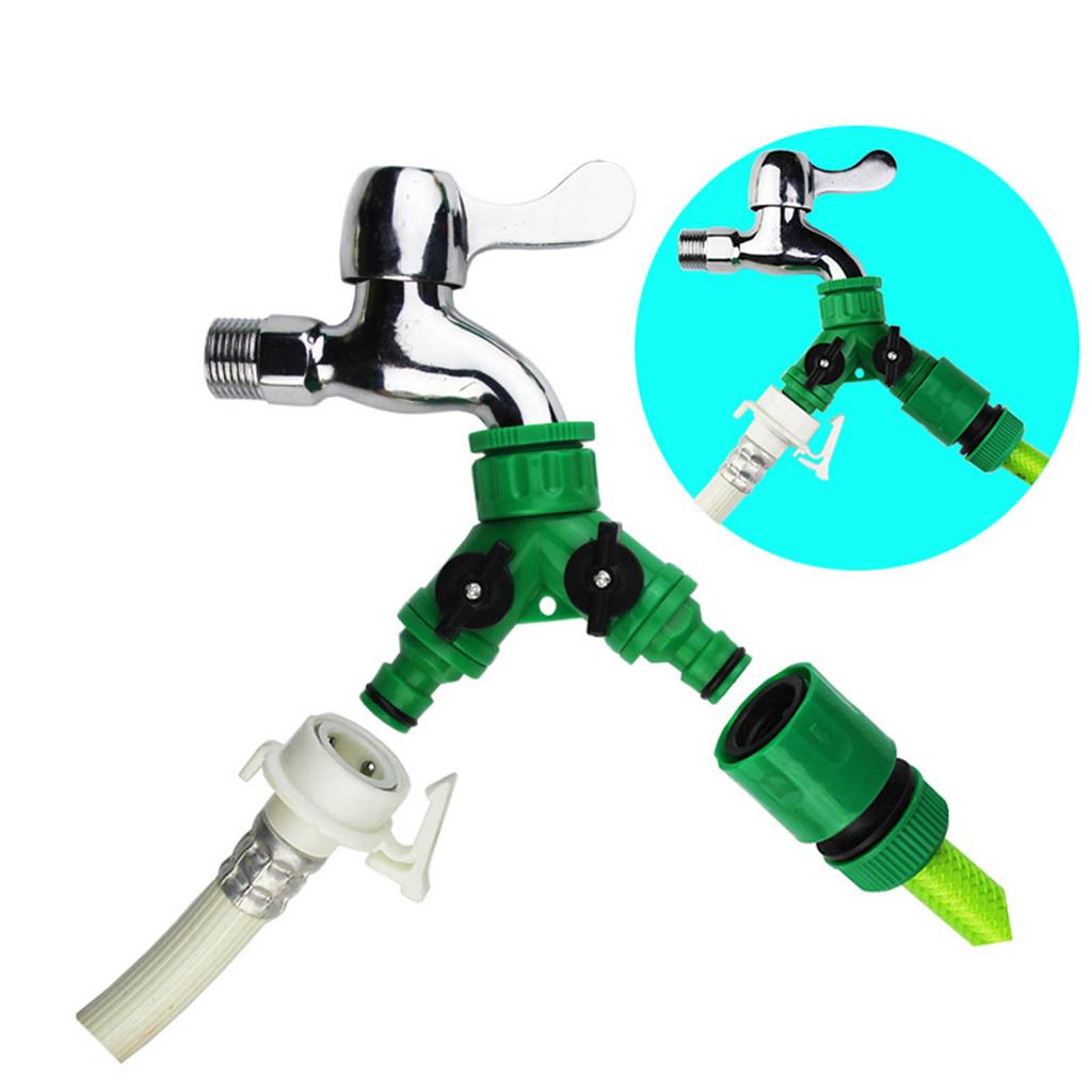 Water Splitter 3 Way 1 Inlet 2 Outlet Faucet Splitter Adapter for Washing Machine Gardening DN15 DN20 Plastic