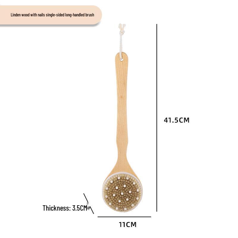 Wooden Boar Bristle Bath Brush with Long Handle for Scrubbing and Massage