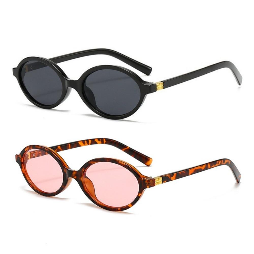 2pcs Women Oval Retro Glasses Y2K Leopard Small Frame GlasseVintage Female Girls Eyewear Decorative Eyeglasses