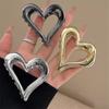 Haarklammern aus Metall, golden, silbrig, Herzform, mittlere Größe, Y2k-Haarstyling-Accessoires, Fangkrabbenklemme, Kopfbedeckung für Damen und Mädchen