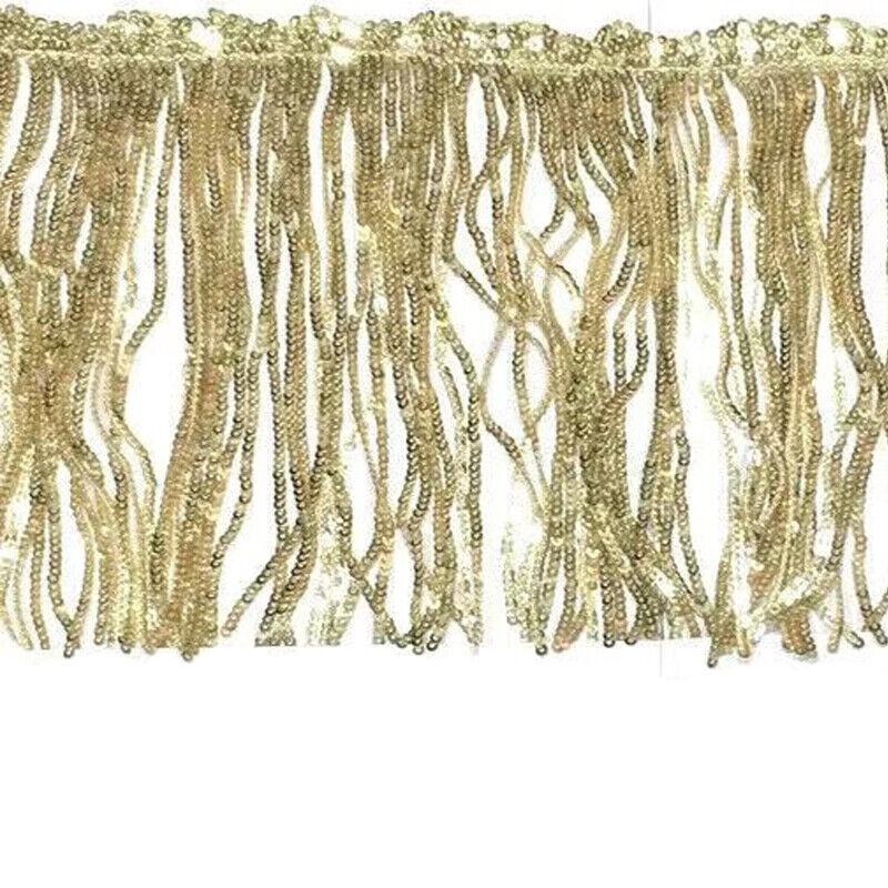 1M Shiny Sequins Tassel Fringe Trim Lace 16cm Ribbon Tassels Christmas Decor Curtains Dance Dresses Skirt Diy Sewing Accessories