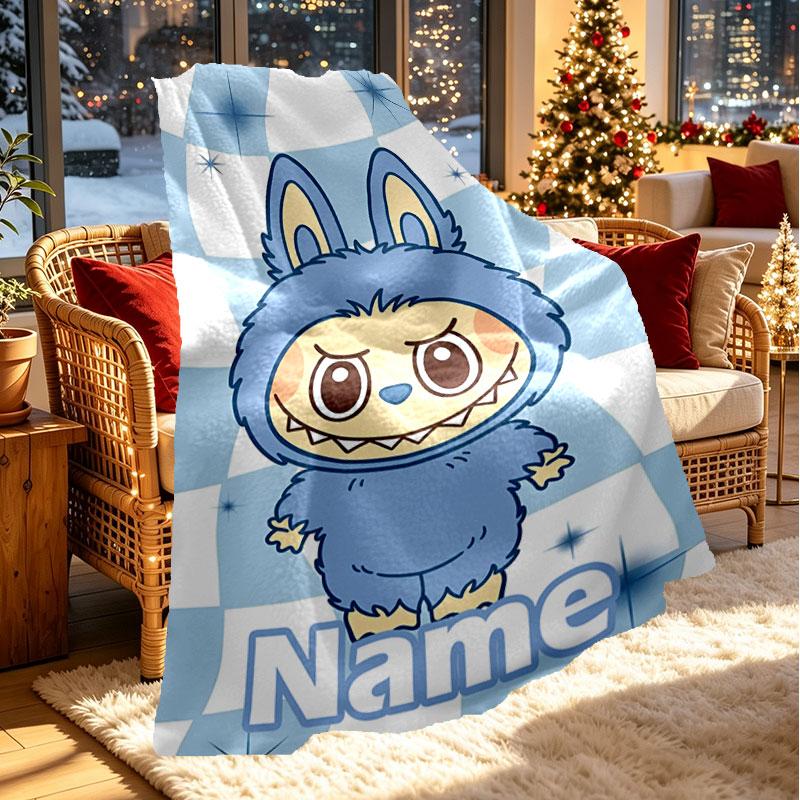 Custom Name Personalized Labubu Print Blanket, Home Decor, Bedroom, Sofa, Camping, Couch, Gifts for Birthday Christmas