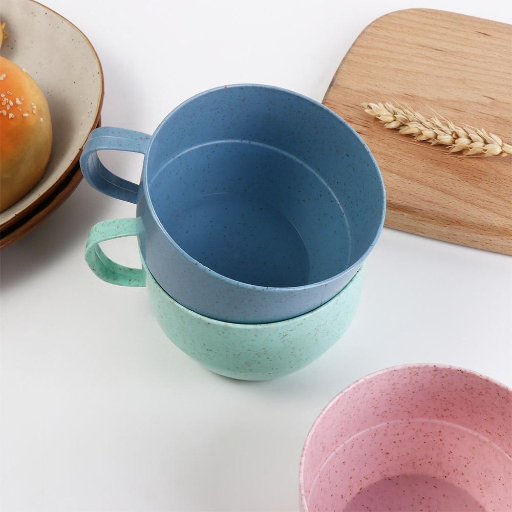 Handle Flat Bottom Kitchen Supplies Eco-friendly Drinking Cup Wheat Straw Cup Drinkware Coffee Mug
