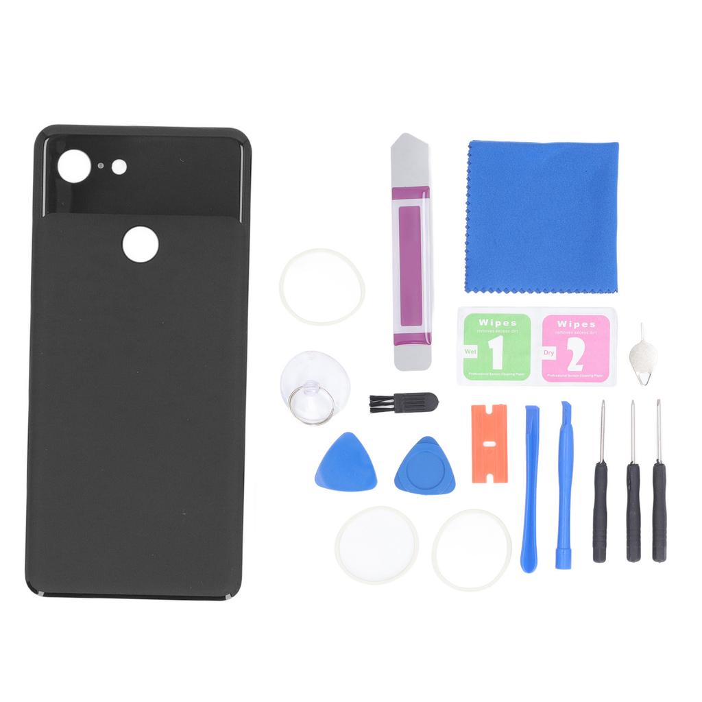 Replacement Back Glass Cover Black with Pre Installed Tape Repairing Tool Phone Rear Glass Door Cove