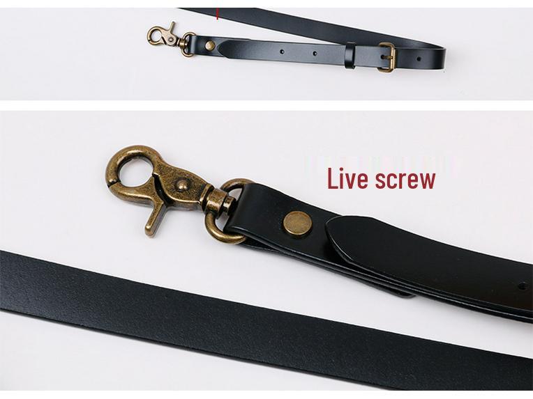 Bretelă de piele de vacă strat superior pentru bărbați cu cataramă cu cârlig anti-cădere