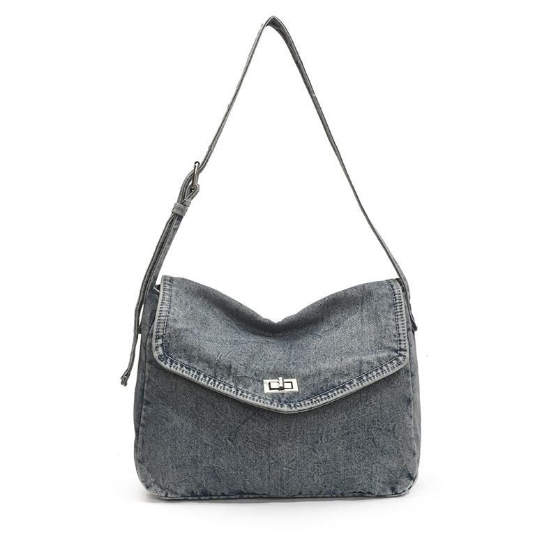 Simple casual commuting large-capacity bag women's new imitation denim tote bag versatile niche trendy armpit bag