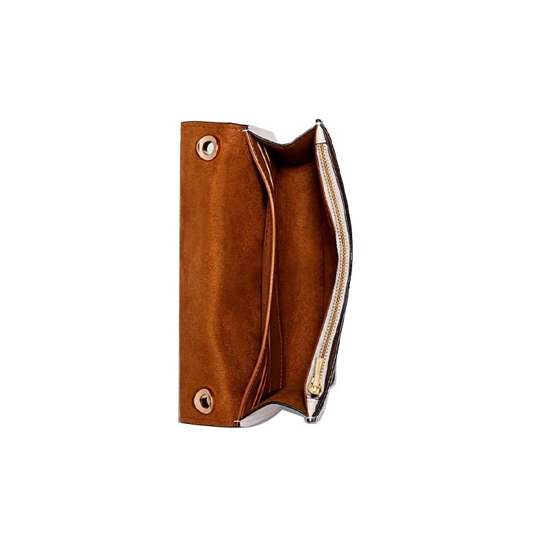 Coach Umhängetasche Georgie 19 Kutschenverschluss Colorblock Kette Schultergurt beschichtetes Canvas und Leder Schultertasche kleine Größe Damen Milchweiß