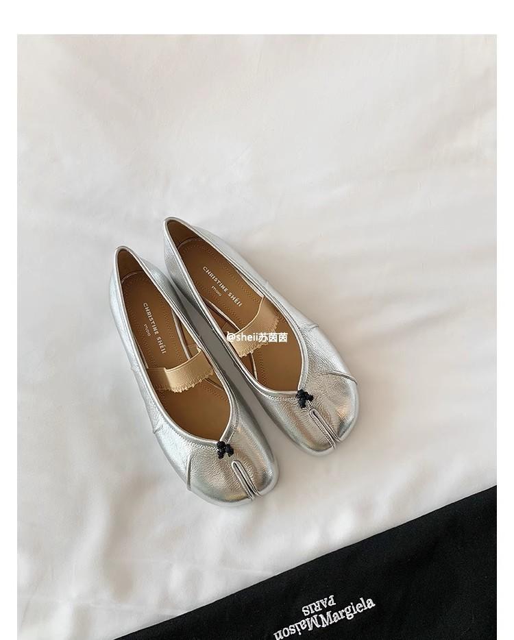 Spot second hair! Fashion versatile new lambskin split-toe flat bottom Mary Jane pig's trotters single shoes women's half slippers summer