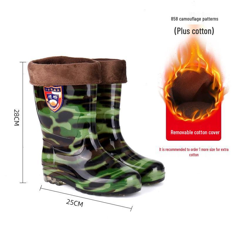 Men's Non-Slip Water-Resistant Work Boots: High-Top, Thick, Durable, Velvet-Lined for Construction and Kitchen Safety