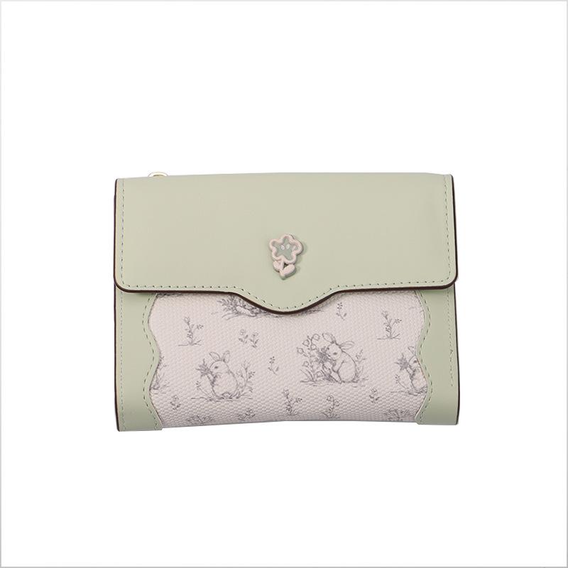 Hot-selling wallet women's card bag simple integrated flowers and plants small fresh girls change bag zipper