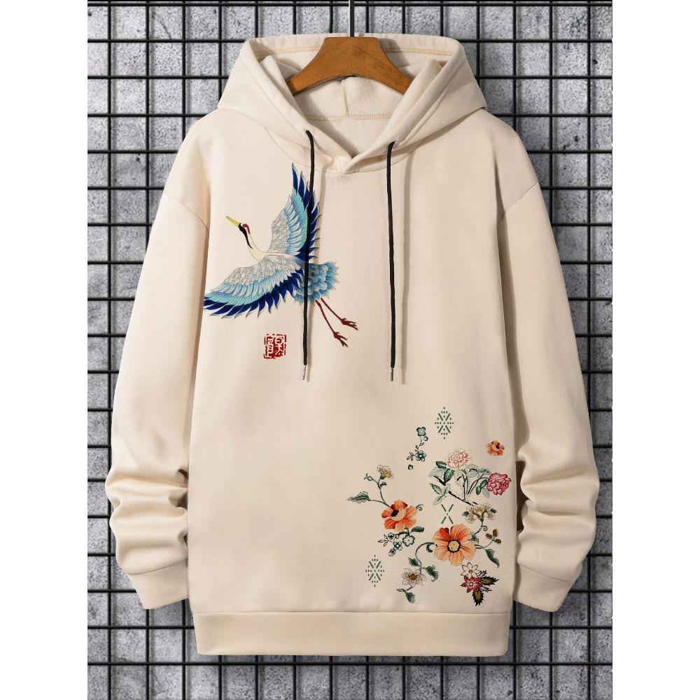 Men's Hoodie Landscape Paint Print Y2k Sweatshirt Harajuku Hooded Shirt Pullover Casual Oversized Long Sleeve Top Men's Clothing