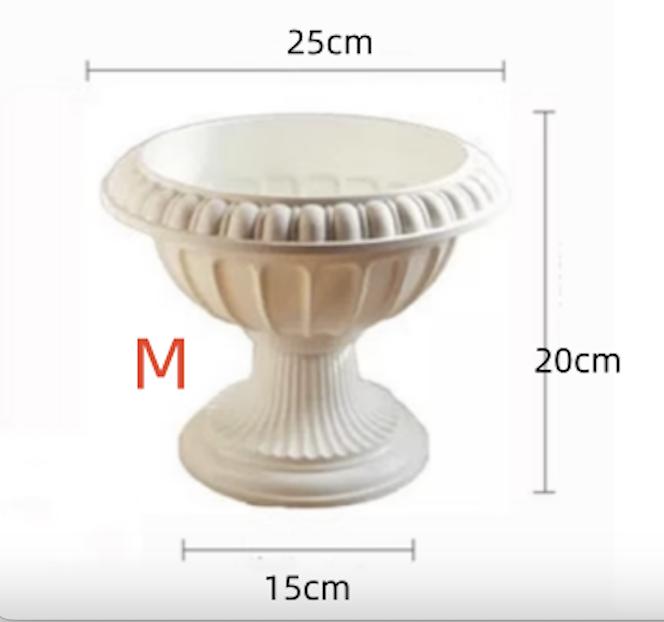 2Pcs Roman Column Flower Pots – White Plastic Wedding Pedestal Planters for Aisle & Event Decoration
